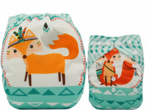Couches lavables réutilisables - Renard déguisé en indien avec flèches