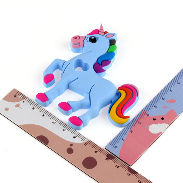Dimensions de la licorne en silicone - Couleur bleu - Anneau de dentition bébé