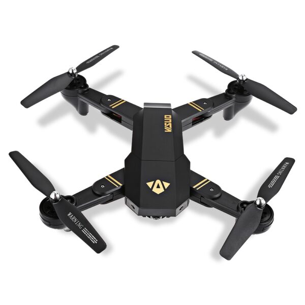 Drone quadcopter déplié avec ses 4 hélices