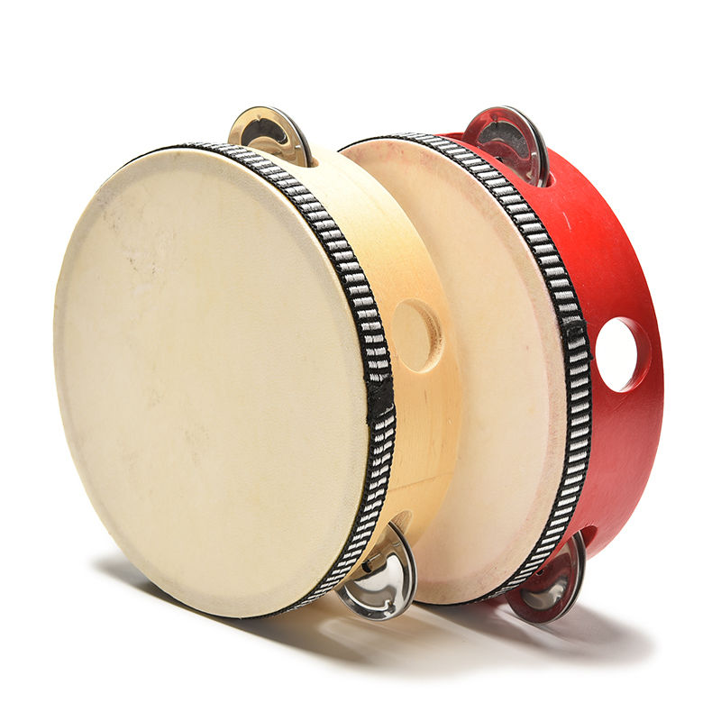 Tambourin rouge / écru pour enfant - Instrument à percussion