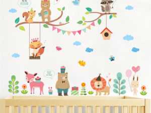 Sticker Mural Chambre Bebe Animaux En Fete Ours Lion Lapin Renard Sticker Mural Chambre Bebe Animaux En Fete Ours Lion Lapin Renard