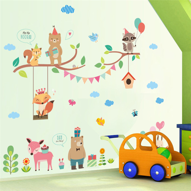 Osomhome Sticker mural pour chambre d'enfant Motif animaux de la