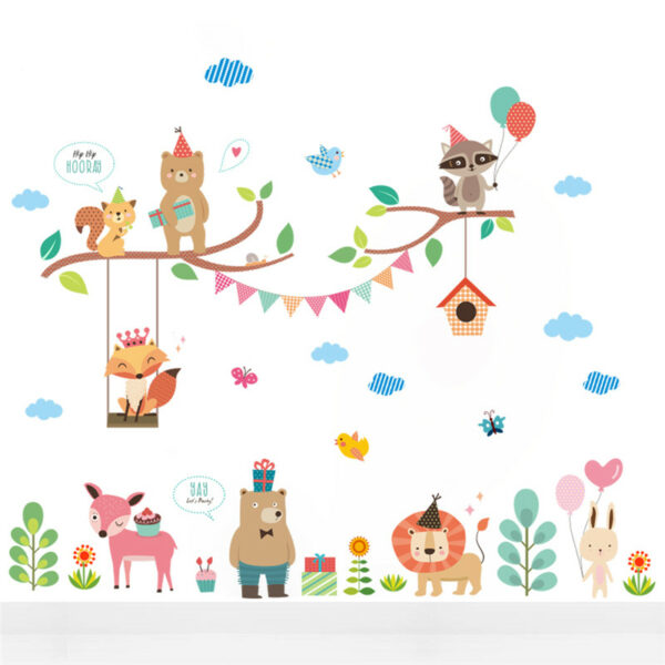 Sticker mural déco chambre bébé enfant - Thème animaux en fête