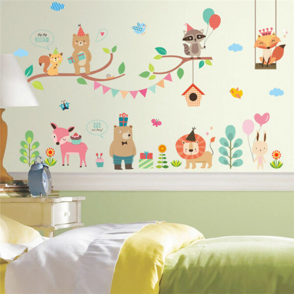 Sticker mural de qualité pour décorer la chambre de bébé - Thème : animaux en fête