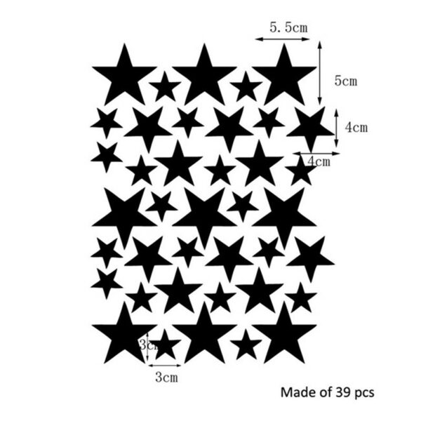Dimensions stickers étoiles noires - déco chambre bébé enfant