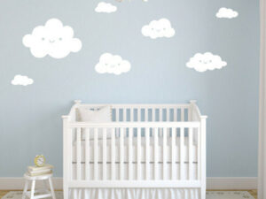 Sticker mural chambre bébé - Nuages blancs