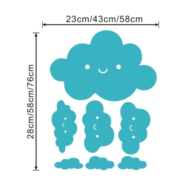Dimensions stickers muraux nuages bleus