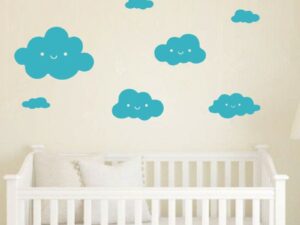 Stickers muraux nuages bleus - Chambre bébé