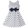 Robe blanche à pois bleu marine pour enfant fille