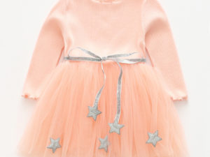 Robe de célébration enfant fille, couleur rose, avec manches, robe pour les fêtes, cérémonies, célébrations, événements