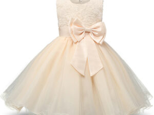 Robe fille enfant célébration - couleur écru - robe de princesse avec nœud papillon