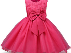 Robe fille enfant célébration - couleur rose - robe avec nœud papillon