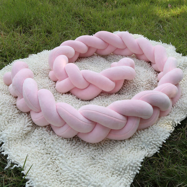 Tour de lit rose en forme de tresses, doux au toucher