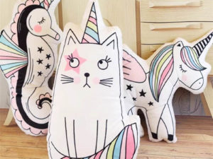 Oreiller chat licorne