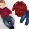 Ensemble jean et chemise rouge à carreaux pour bébé
