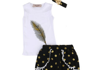 Ensemble 3 pièces pour fille : short, débardeur, bandeau