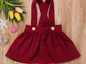 Jupe bretelles couleur bordeaux pour bébé fille