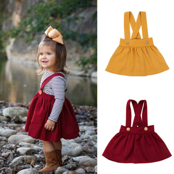 Jupe bretelles pour bébé fille - 2 couleurs au choix : bordeaux ou jaune