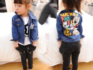 Veste jean denim enfant fille - Mickey imprimé sur le dos de la veste