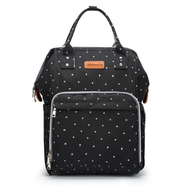 Superbe sac à langer noir à petits pois blancs