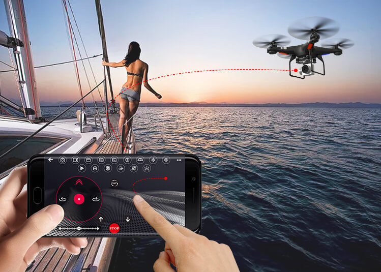 Drone SH5H piloté avec smartphone