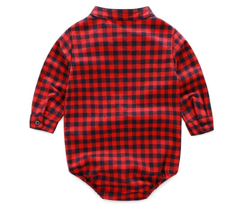 Chemise bébé à carreaux rouges et noirs