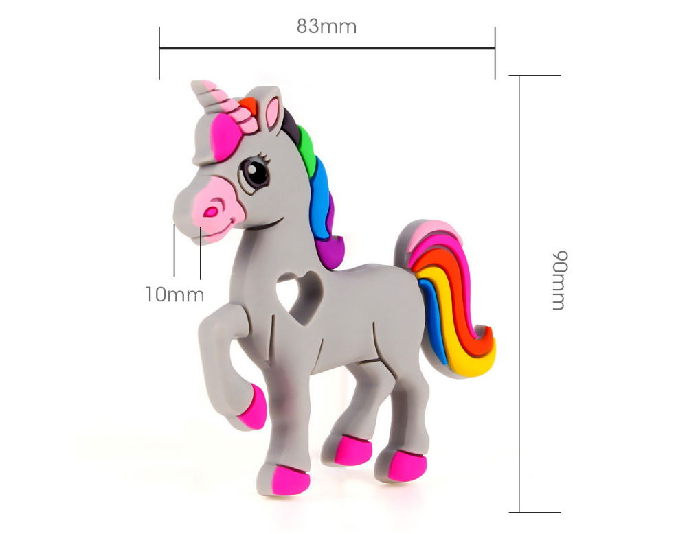 Dimensions de la licorne de dentition en silicone