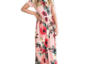 Magnifique robe rose d'été longue pour fille