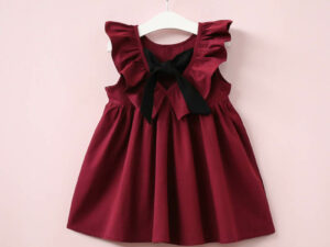 Robe fille mi longue sans manches bordeaux
