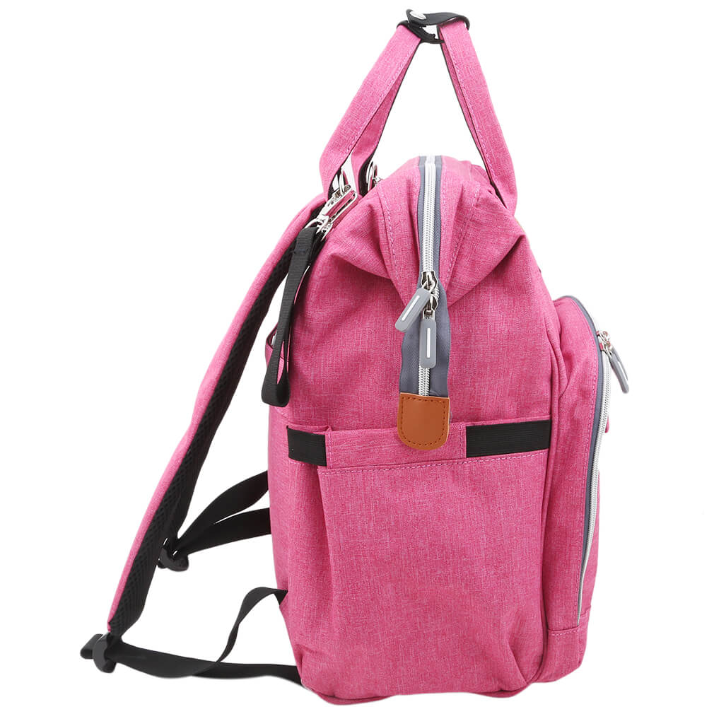 Sac à langer couleur rose, vue de profil