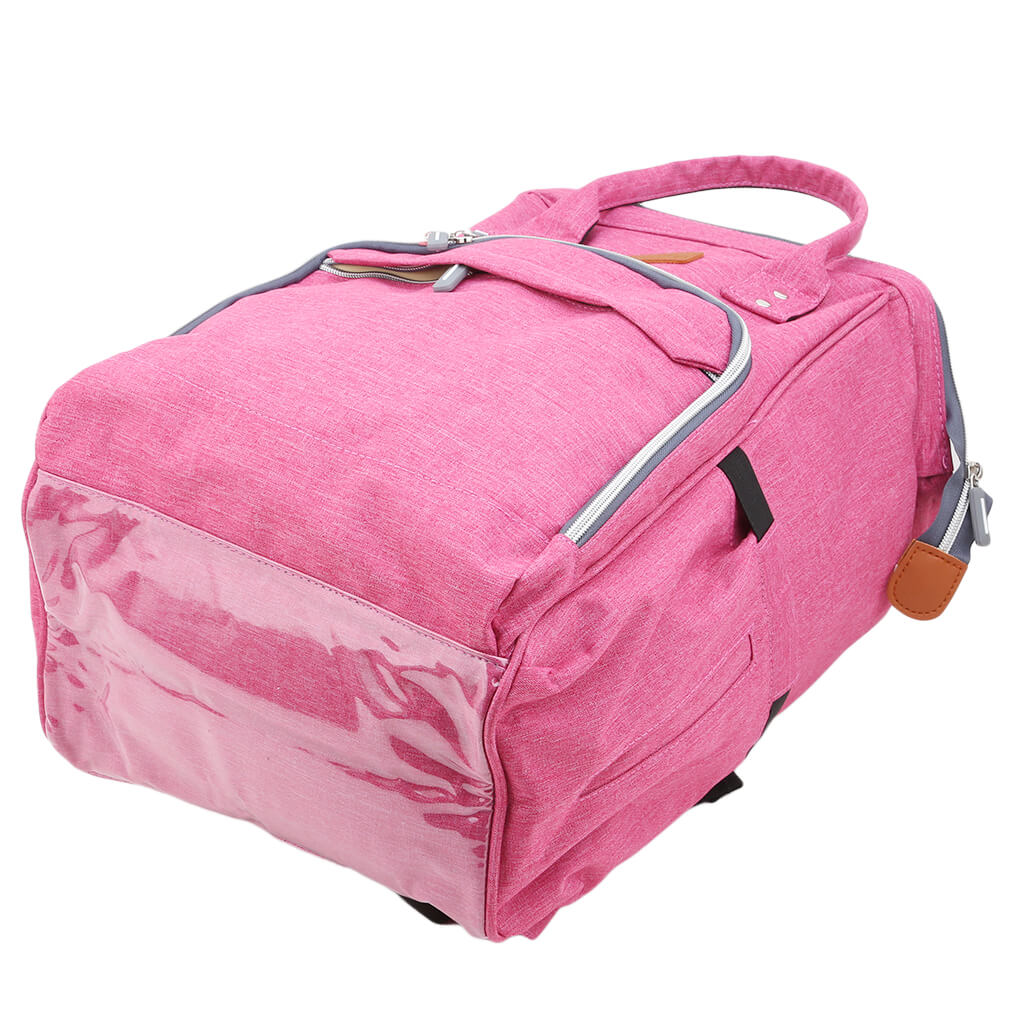 Sac à langer rose, dessous plastique de protection