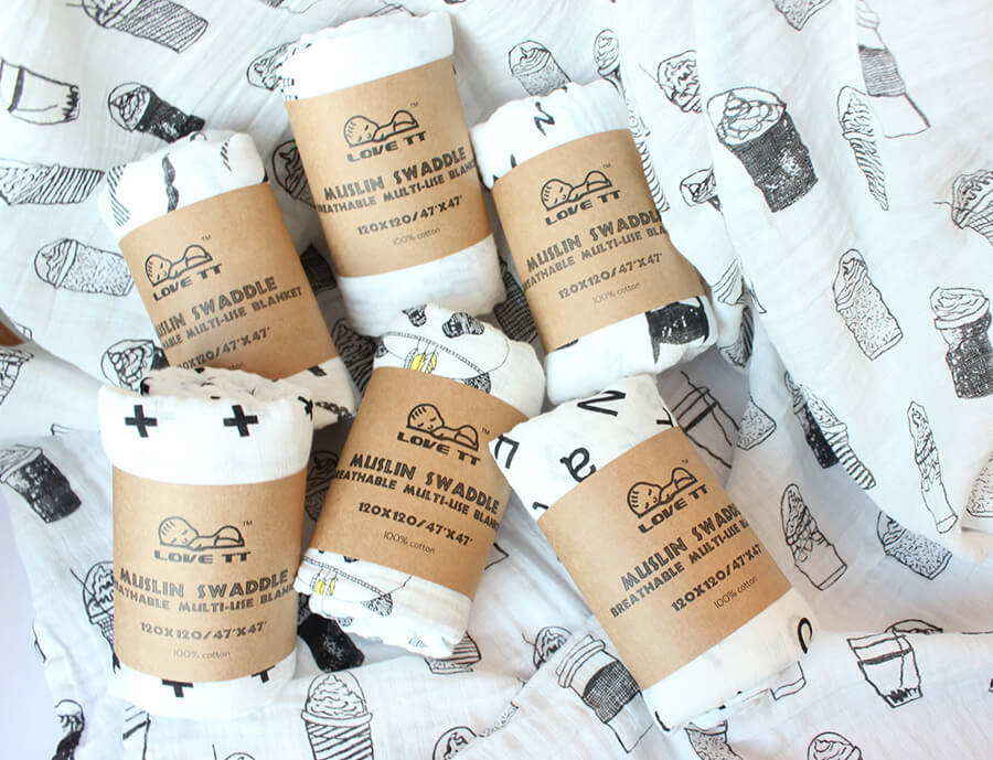 Serviette nouveau-né pour allaitement, emmaillotage, couverture, bain, voile : plusieurs modèles au choix