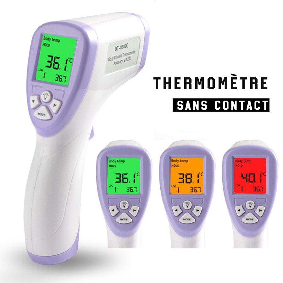 Thermomètre sans contact bébé et adulte - Thermomètre infrarouge écran LCD