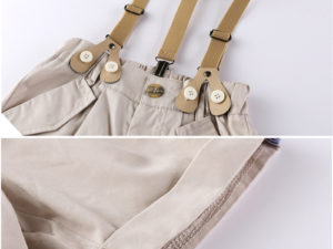 Détails de l'ensemble garçon couleur blanc et beige