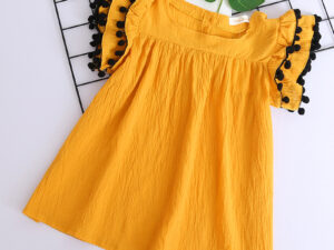 Robe jaune mi-longue pour fille