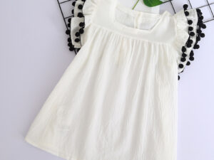 Robe blanche mi-longue pour fille