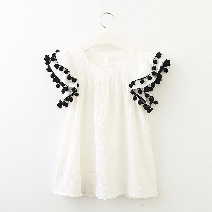 Robe été blanche manches courtes et mi-longue pour fille