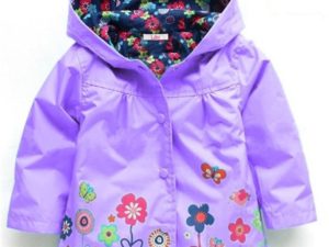 Imperméable, coupe-vent fille mauve avec capuche