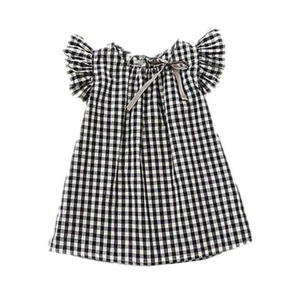 Robe fille à carreaux noirs et blancs