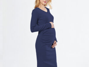 Robe de grossesse bleu marine mi-mollets
