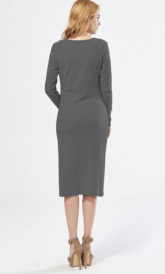 Robe longue gris foncé pour femme enceinte - Robe pour grossesse et post-grossesse