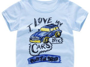 T-shirt bleu pour garçon I love my cars