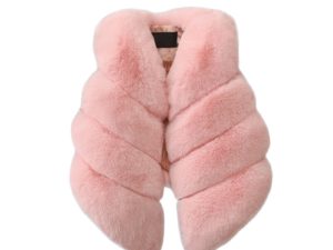 Gilet fille imitation fourrure rose