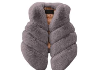 Gilet fille imitation fourrure gris
