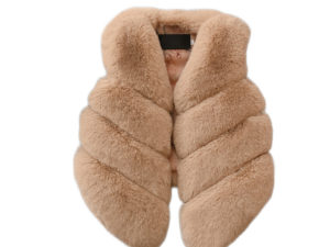Gilet fille imitation fourrure beige