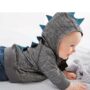 Veste bébé gris foncé épines bleues de dinosaure