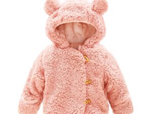 Veste hiver ours rose pour bébé fille
