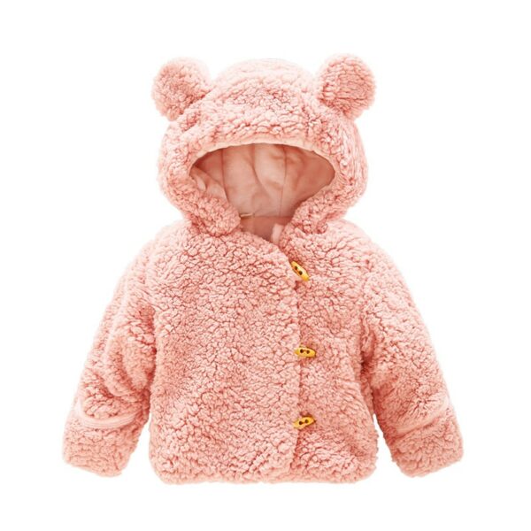 Veste hiver ours rose pour bébé fille