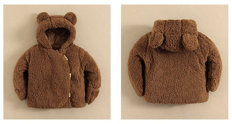 Veste bébé garçon pour l'hiver, capuche en tête d'ours
