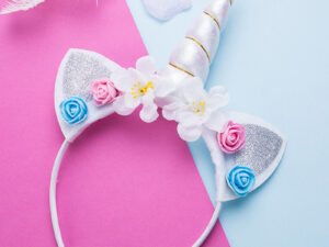 Serre-tête licorne pour fille, corne blanc brillant